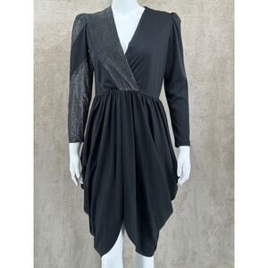 Vintage Glenrob Dress Womens 9 10 Black Metallic Sparkle Harem 80s Disco Party